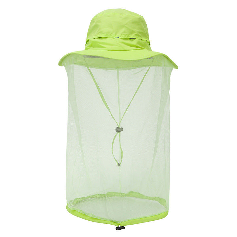 Green Outdoor Mosquito Net Hat - Sun Protection and Insect Repellent Bucket Hat