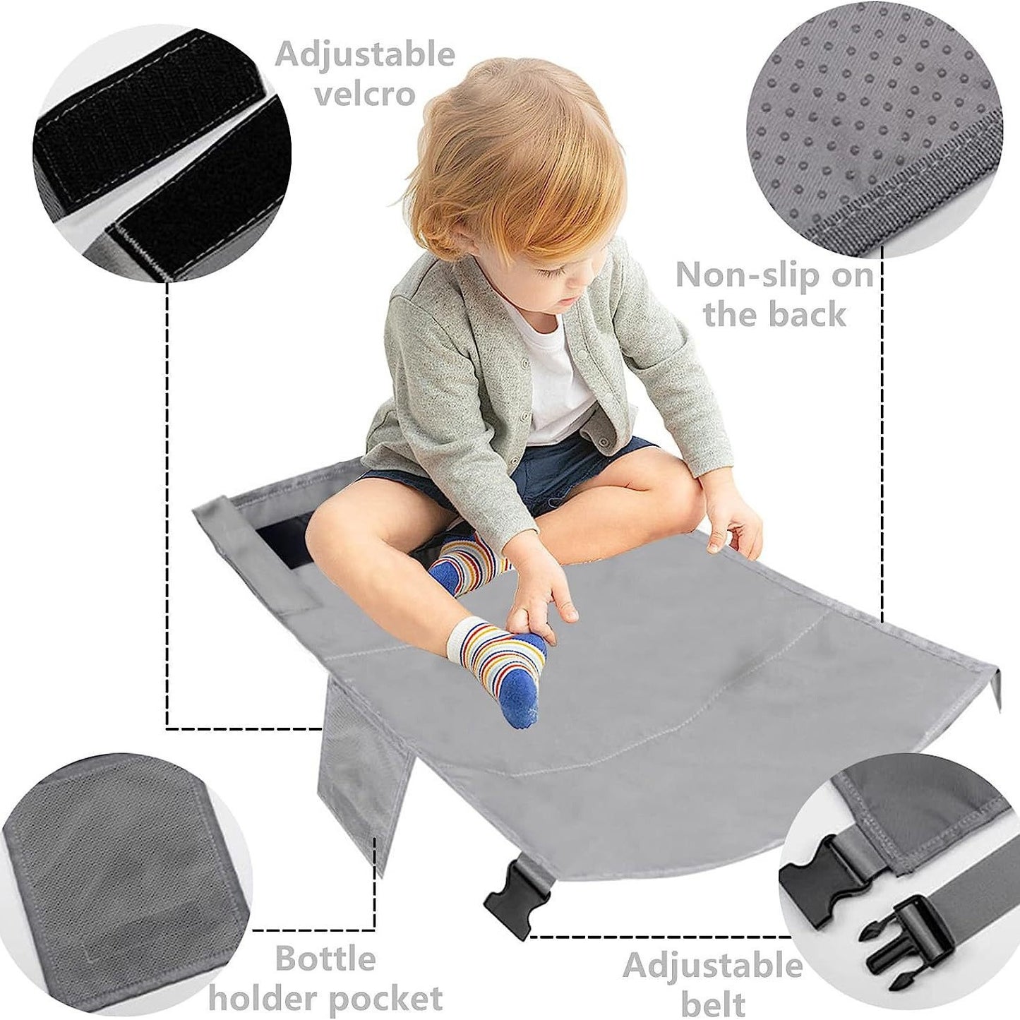 Grey Portable Baby Changing Mat with Safety Straps