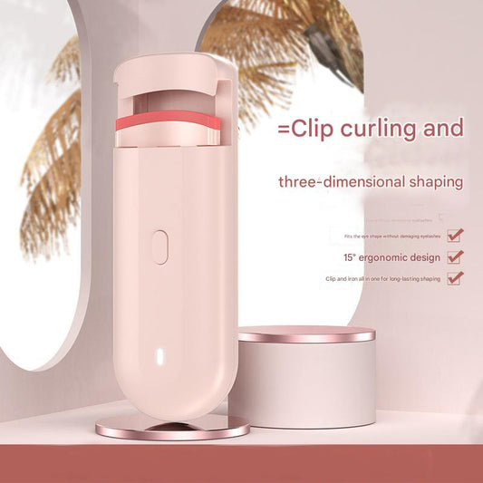 Pink Electric Heated Eyelash Curler, Portable Rechargeable Lash Curler, Long-Lasting Eyelash Curling Tool