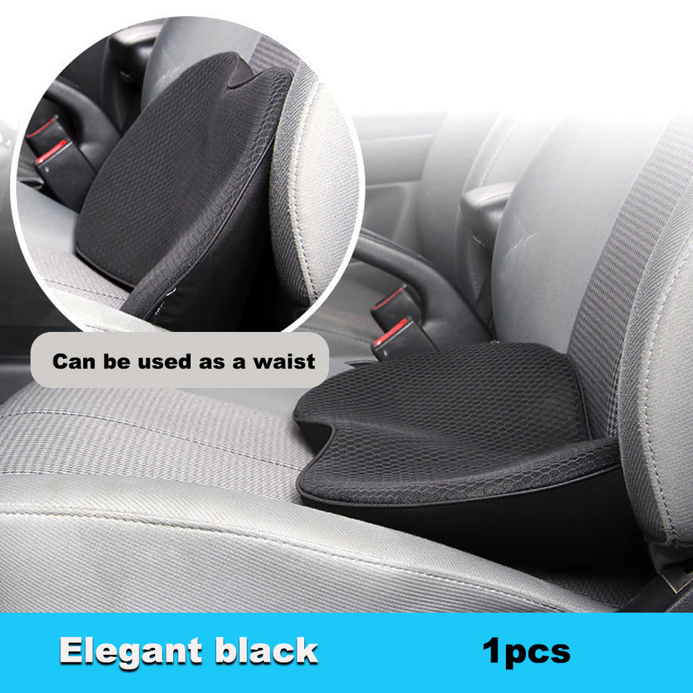 Black Mini Car Seat Cushion - Memory Foam Height-Boost Cushion with Removable Mesh Cover - Driver Seat Pad for All Seasons