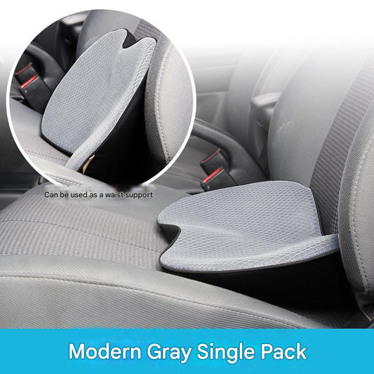 Grey Mini Car Seat Cushion - Memory Foam Height-Boost Cushion with Removable Mesh Cover - Driver Seat Pad for All Seasons