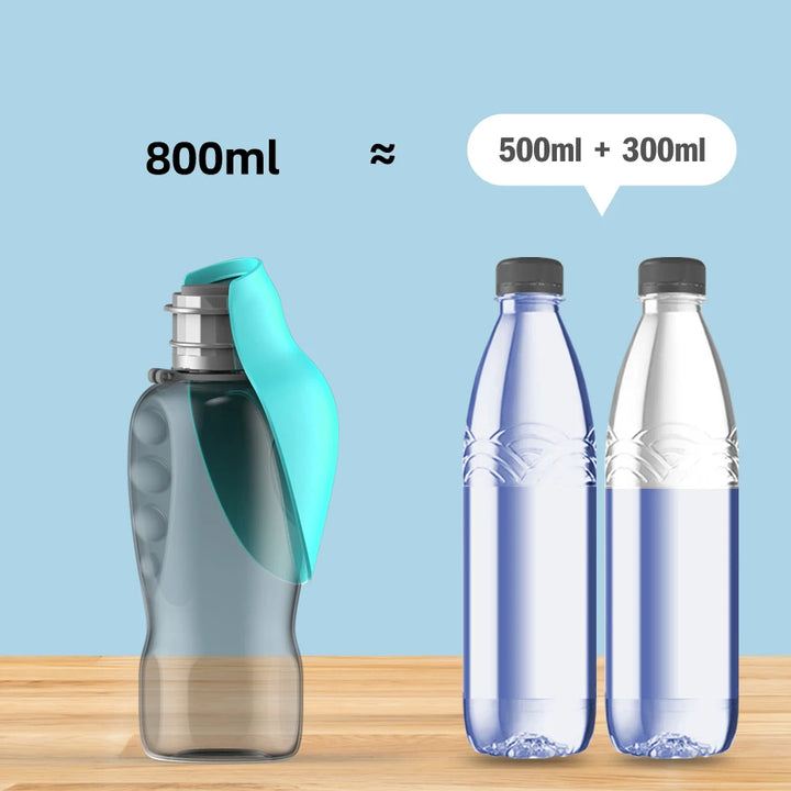 Green And Grey Portable Foldable Pet Water Bottle with 800ml Capacity – Leakproof Travel Hydration Dispenser for Dogs and Cats