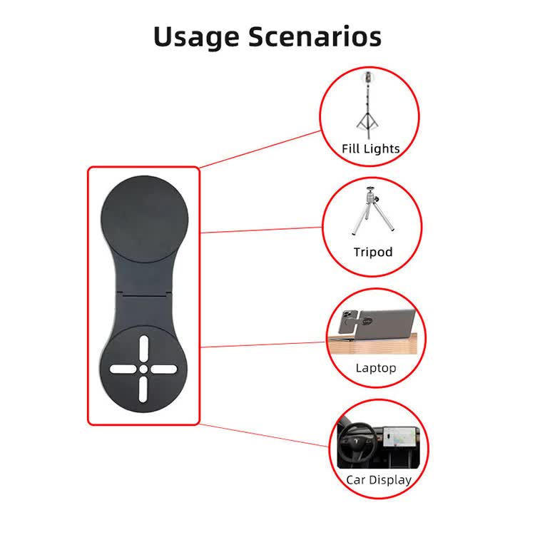 Grey Magnetic Foldable Phone Stand - Universal Aluminum Alloy Desktop & Tesla Car Mount, Compact and Lightweight Design