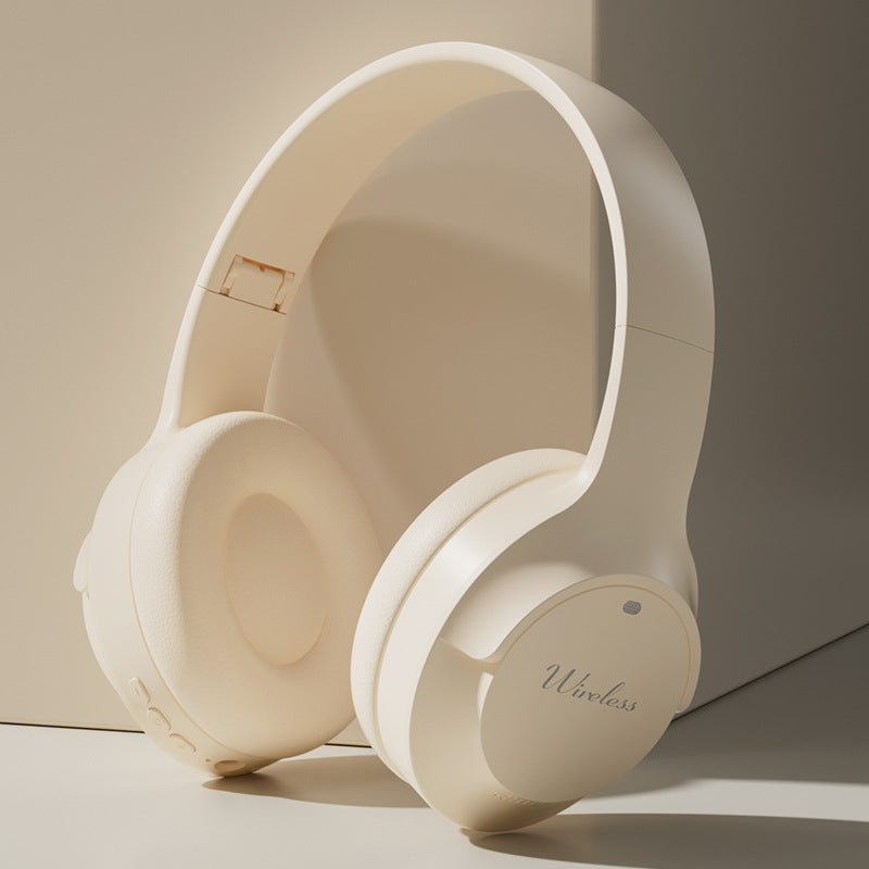 Khaki Wireless Bluetooth Headphones with Hi-Fi Bass, Foldable Design, and Card Slot