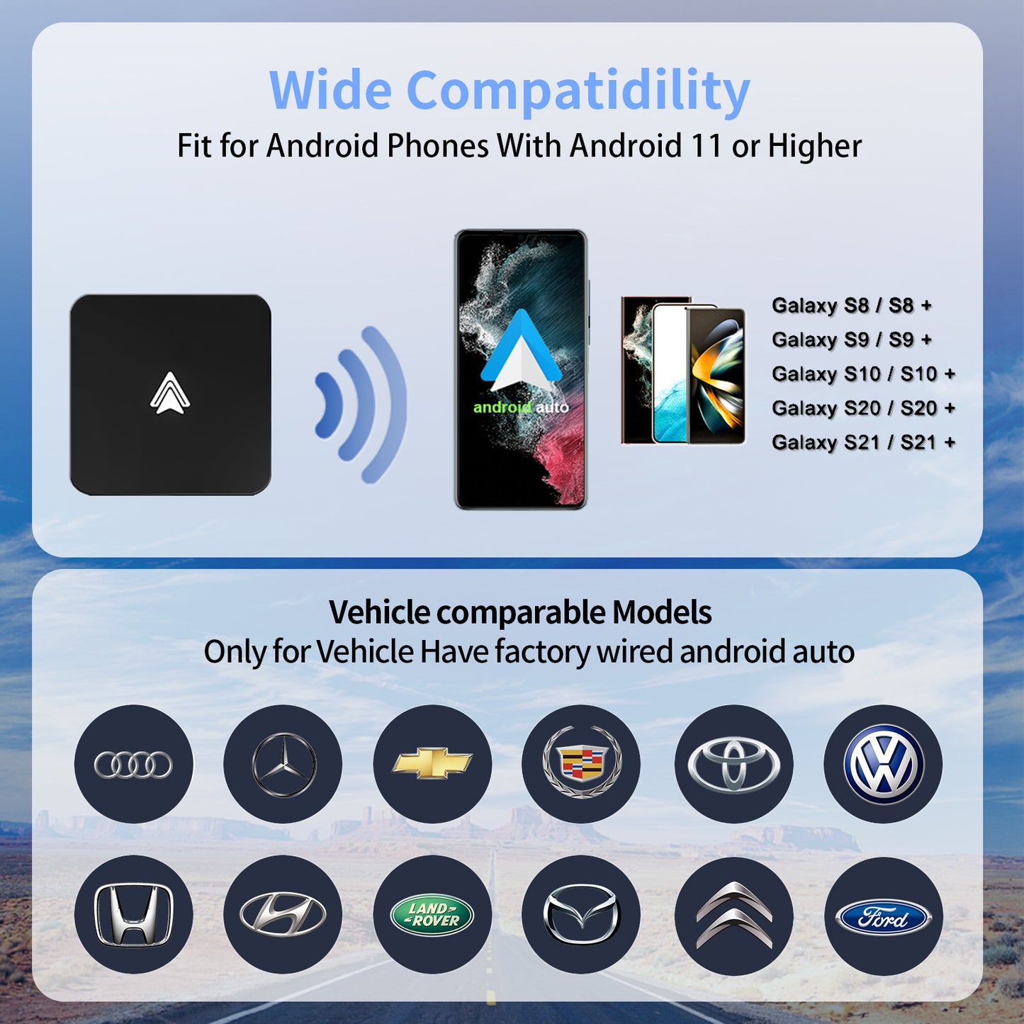 Car Wireless Android Auto Adapter - Transform Wired to Wireless, Bluetooth 5.0 & 5G WiFi