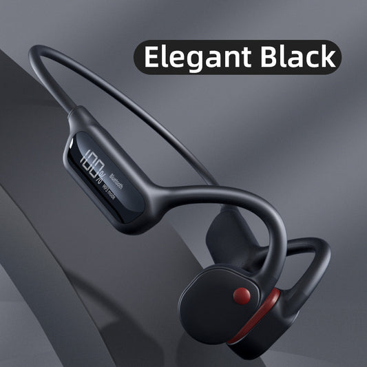 Black Waterproof Bone Conduction Bluetooth Headset - 32GB Memory, Lightweight & Durable for Sports