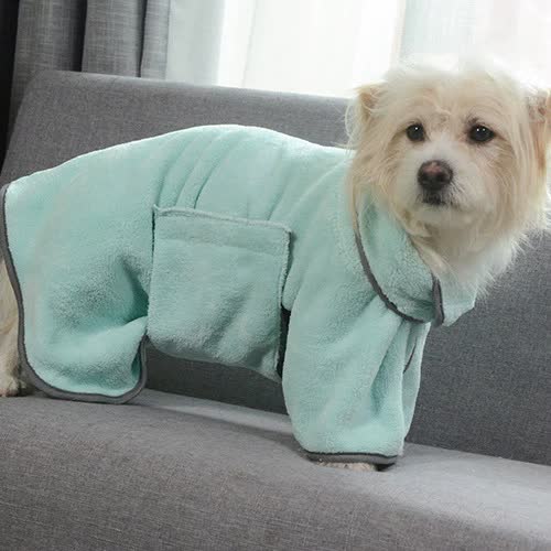 2PCS/M Size Green Soft and Absorbent Dog Bathrobe Towel - Cozy Pet Drying Wrap for Small to Medium Dogs