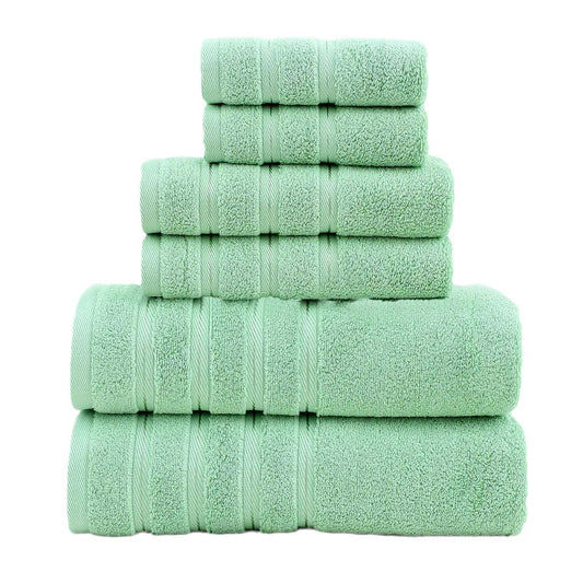 Green Luxury Cotton Towel Set - 6-Piece Ultra-Soft Bath, Hand, and Washcloth Set