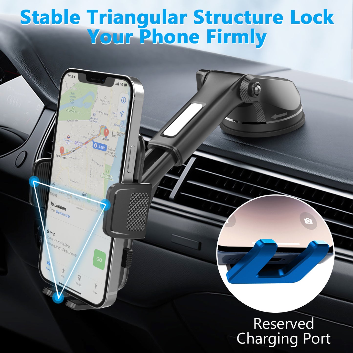 ML-239 Adjustable Car Phone Holder - Universal Suction Mount for Dashboard & Windscreen