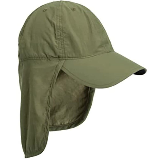 Green UV Protection Outdoor Sun Hat with Neck Flap - Lightweight and Breathable