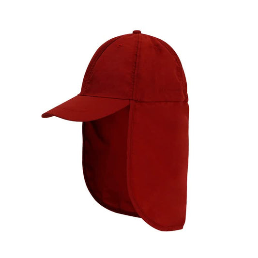 Red UV Protection Outdoor Sun Hat with Neck Flap - Lightweight and Breathable