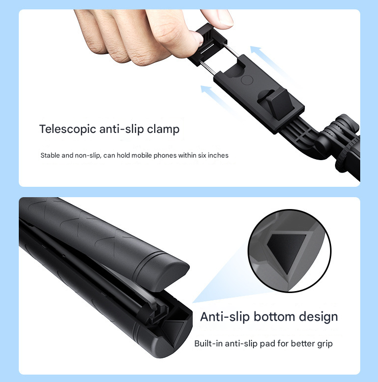 No Light 3-in-1 Bluetooth Selfie Stick with Tripod and Remote Control - Adjustable for Smartphones