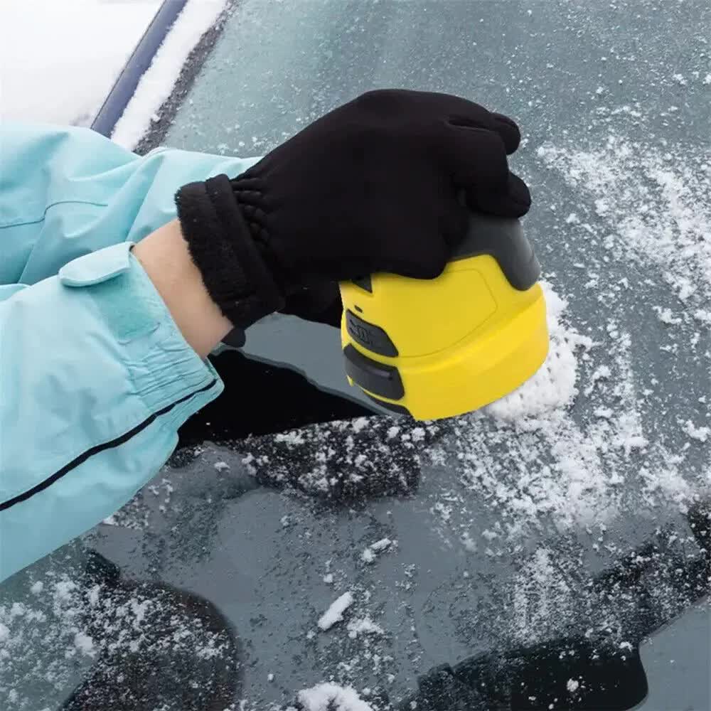 Yellow Rechargeable Electric Ice Scraper - Handheld Windshield Defroster