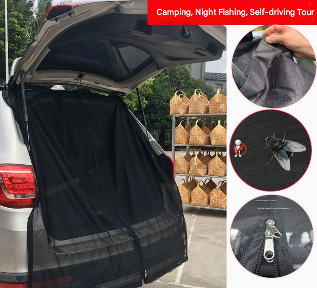 L Magnetic Car Tailgate Mosquito Net - Camping and Outdoor Bug Screen