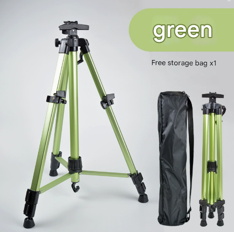 Green Lightweight Adjustable Aluminum Camera Tripod with Carry Bag - Professional Photography Stand