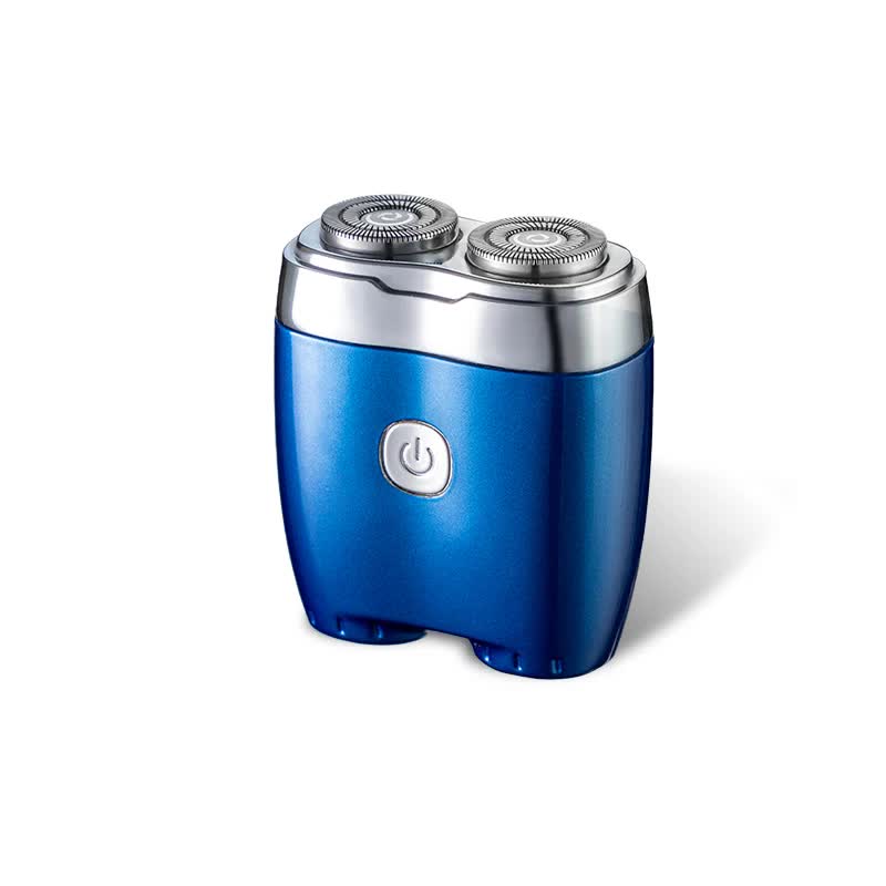 Blue Portable Twin-Head Electric Shaver - Compact Rechargeable Razor f ...