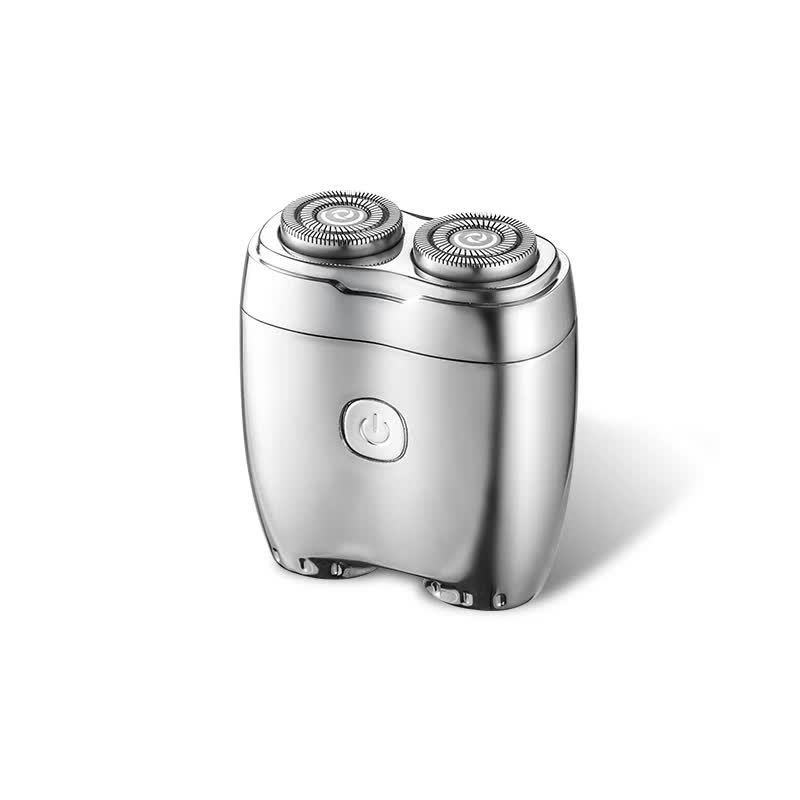 Silver Portable Twin-Head Electric Shaver - Compact Rechargeable Razor ...