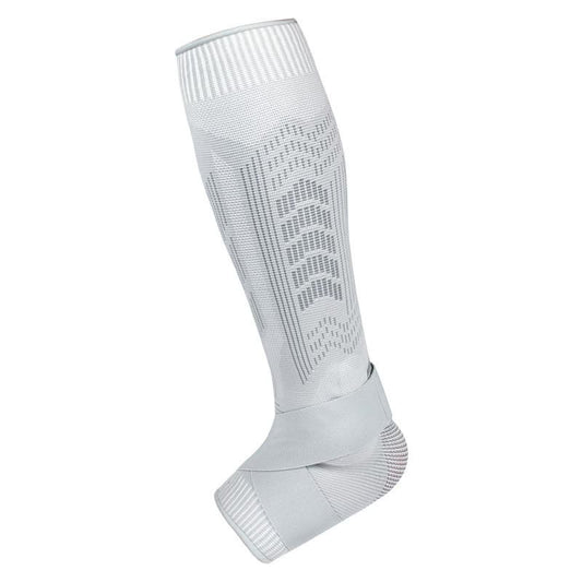 L White A pair Compression Sports Calf Sleeves with Silicone Shock Absorption - Protective Leg Support for Running and Training