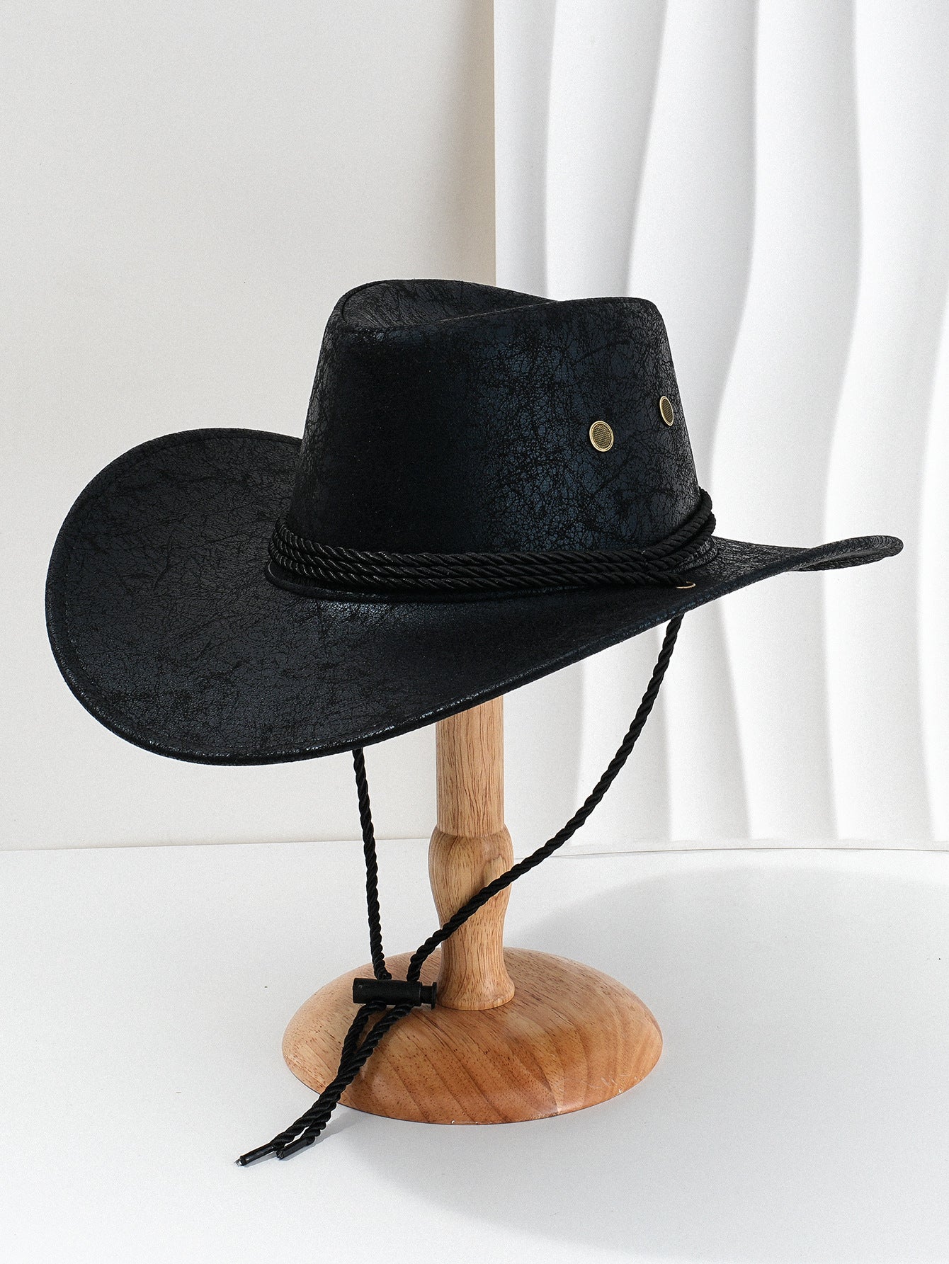 Black Classic Western Cowboy Hat with Wide Brim - Durable and Stylish Design