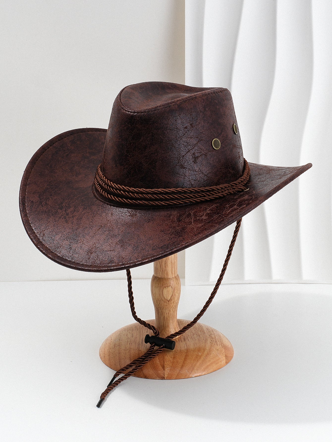 Dark Brown Classic Western Cowboy Hat with Wide Brim - Durable and Stylish Design