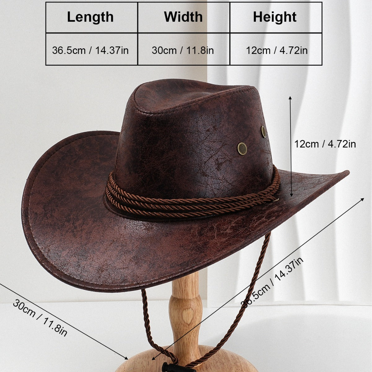 Dark Brown Classic Western Cowboy Hat with Wide Brim - Durable and Stylish Design