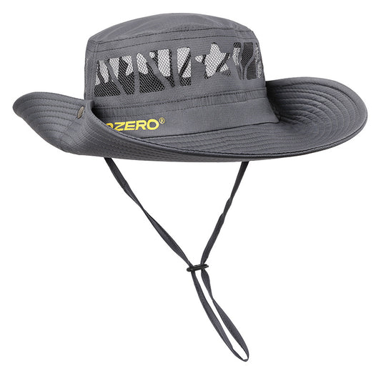 Grey Outdoor UV Protection Wide-Brim Boonie Hat with Mesh Ventilation