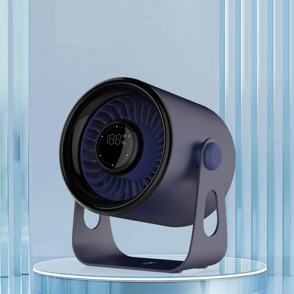 Black Modern Desktop Fan with Adjustable Angle and Digital Display