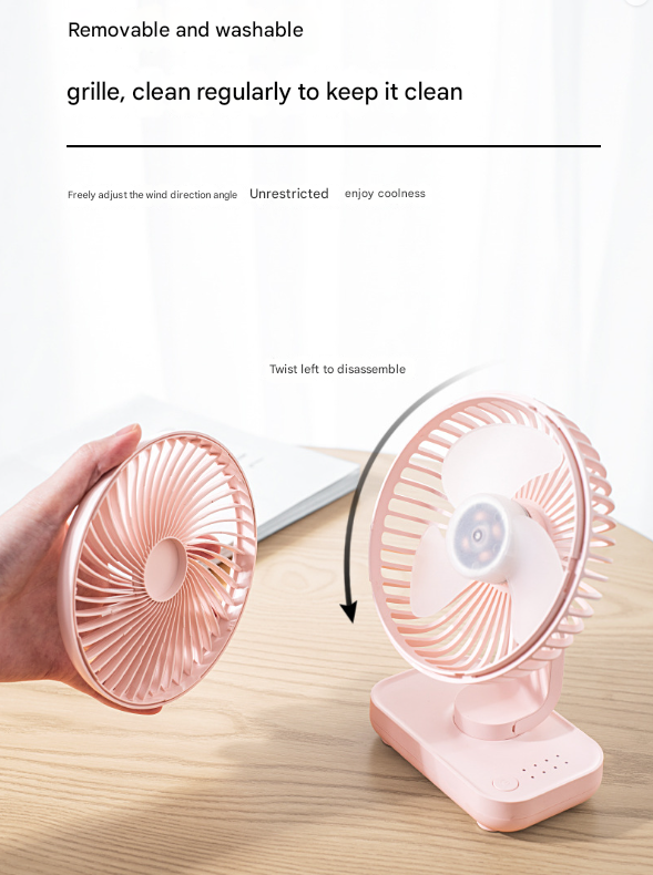 Pink Portable Mini Fan - Compact, Quiet, and Rechargeable for Personal Cooling