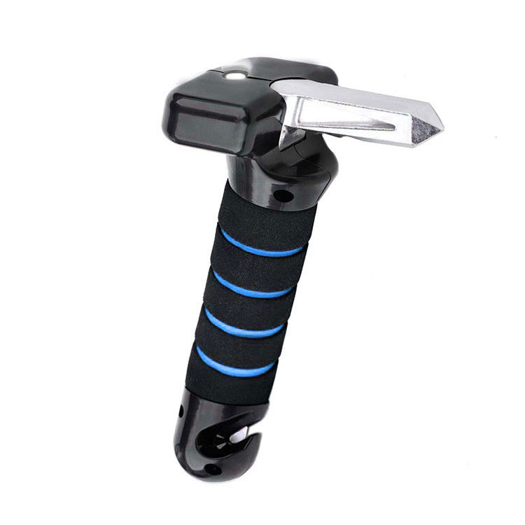 Blue Emergency Car Window Breaker Tool with LED Flashlight - Compact, Safety & Multi-Purpose