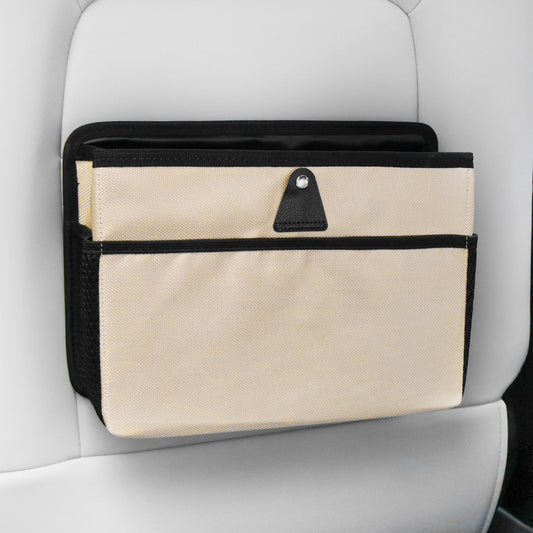 Beige Car Backseat Organizer - Compact and Convenient for Car Storage