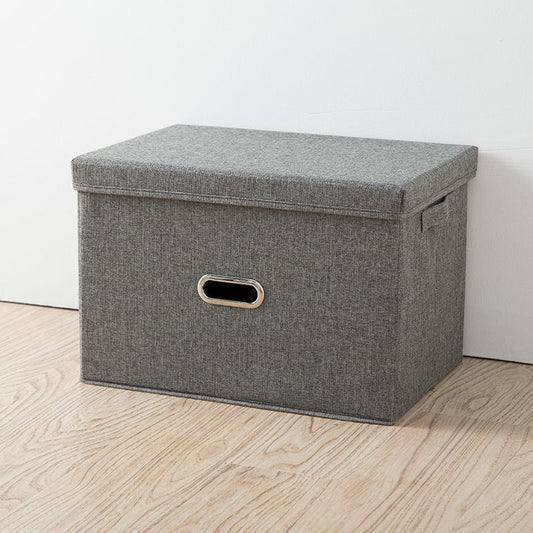 Grey Storage Fabric Bin with Lid - Compact and Stylish for Organizing Your Home