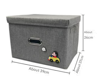 Grey Storage Fabric Bin with Lid - Compact and Stylish for Organizing Your Home