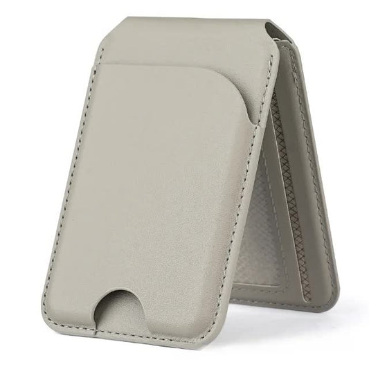 Light Grey MagSafe Magnetic Wallet with Stand - PU Leather Card Holder for iPhone