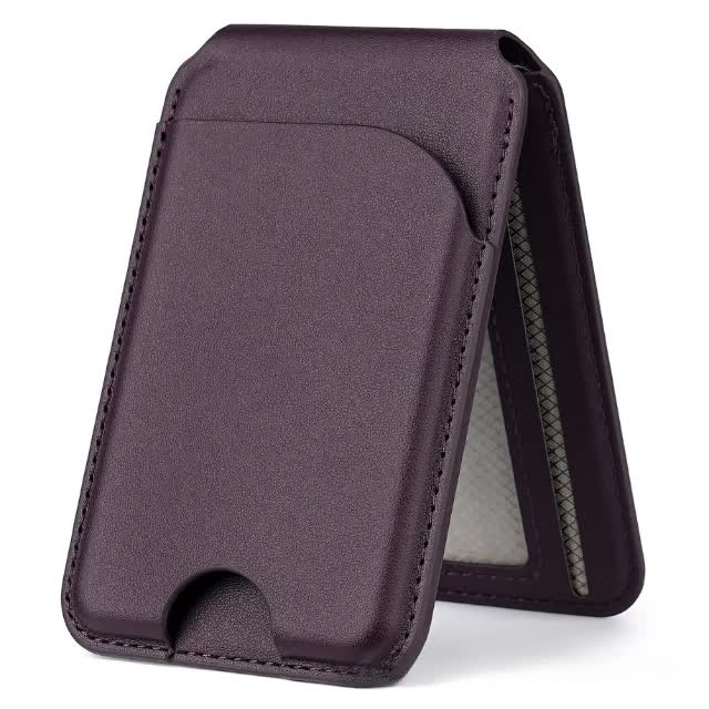 Dark Purple MagSafe Magnetic Wallet with Stand - PU Leather Card Holder for iPhone