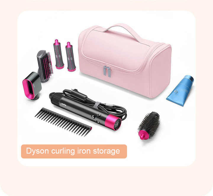 Green Portable PU Storage Bag for Hair Curlers, Hair Dryers, and Styling Tools(Hair dryers, etc. are shooting props and are not included in the product)