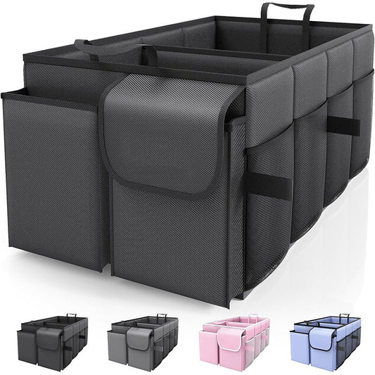 Black Large-Capacity Foldable Car Trunk Storage Organizer - Collapsible Backseat Storage Box