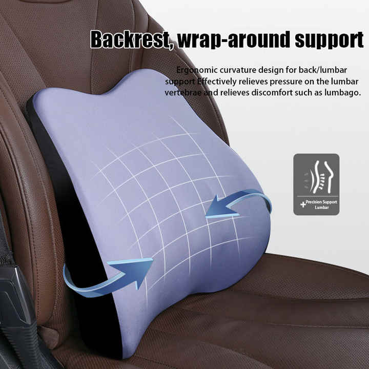 Pink Memory Foam Car Seat Neck and Lumbar Support Set - Ergonomic Cushion for Office, Home, and Driving