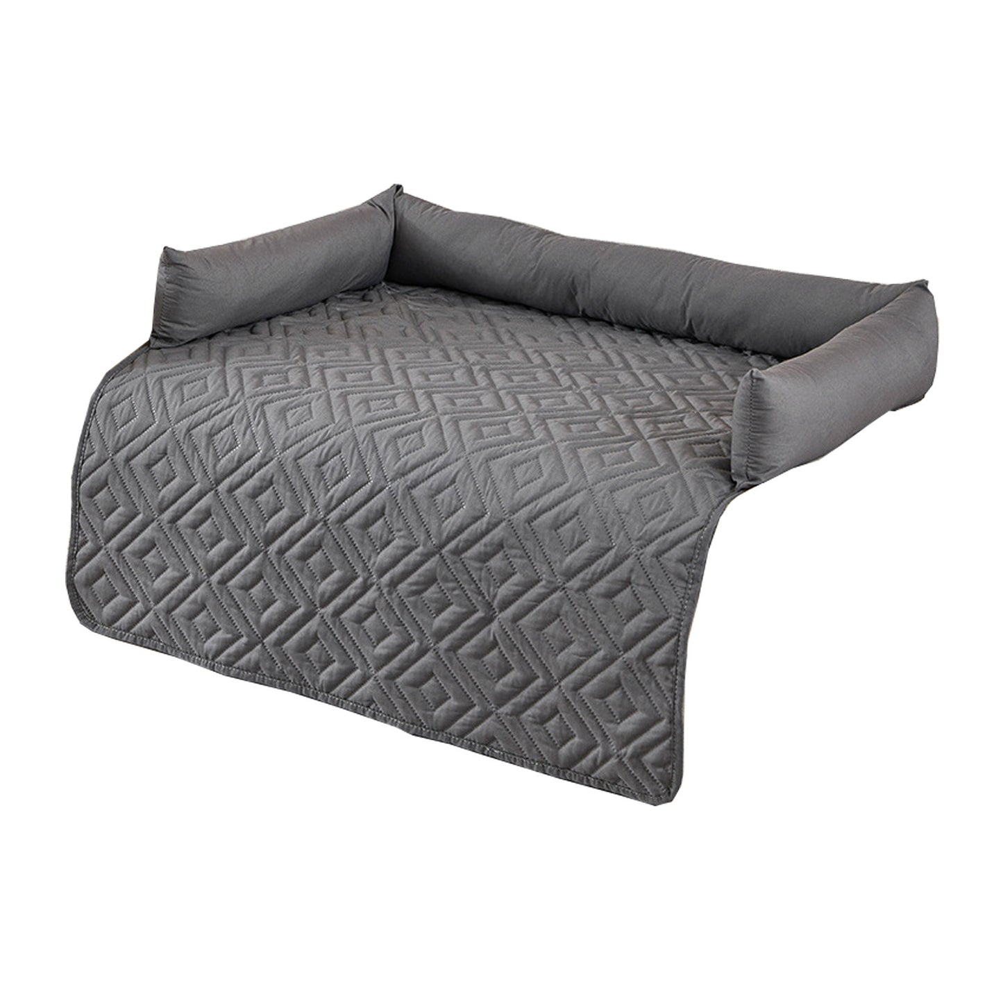 90*90CM Grey Waterproof & Scratch-Resistant Pet Sofa Protector Mat with Pillow | Cat & Dog Bed, Washable, All-Season