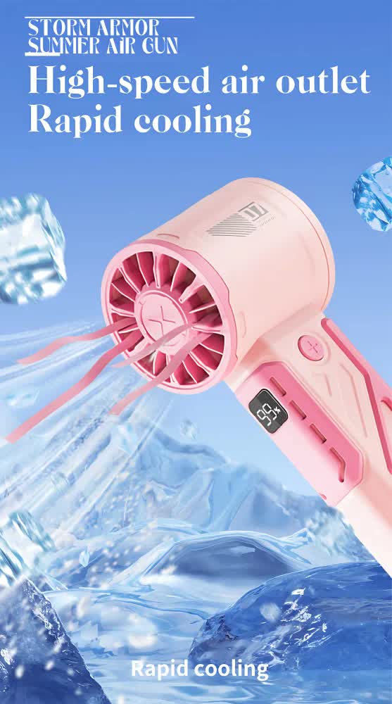 Pink 100-Speed Mecha Handheld Fan | USB Rechargeable High-Speed Mini Fan | Powerful & Silent | Lightweight 150g with 6-8 Hour Battery Life