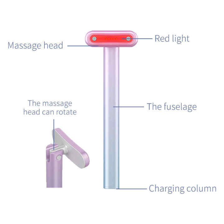 Gradient Pink Eye Massager for Dark Circles and Puffiness, Portable EMS Microcurrent Beauty Device for Skin Firming, Wrinkle Reduction, and Eye Care