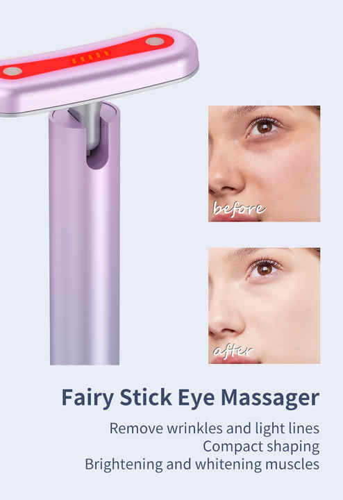 Gradient Pink Eye Massager for Dark Circles and Puffiness, Portable EMS Microcurrent Beauty Device for Skin Firming, Wrinkle Reduction, and Eye Care