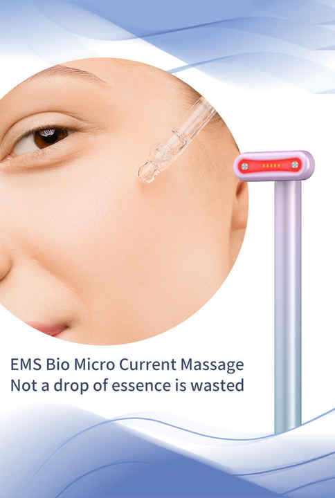 Gradient Pink Eye Massager for Dark Circles and Puffiness, Portable EMS Microcurrent Beauty Device for Skin Firming, Wrinkle Reduction, and Eye Care