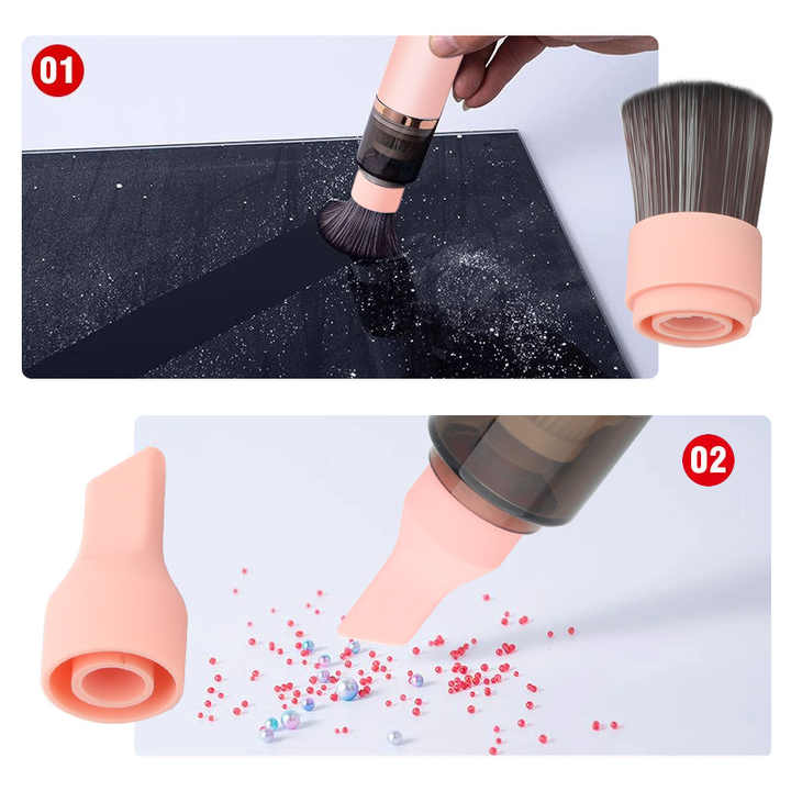 Pink Mini Portable Wireless Dust Vacuum Cleaner, Powerful and Long-Lasting Handheld Vacuum for Makeup Tables, Powder, and Dust