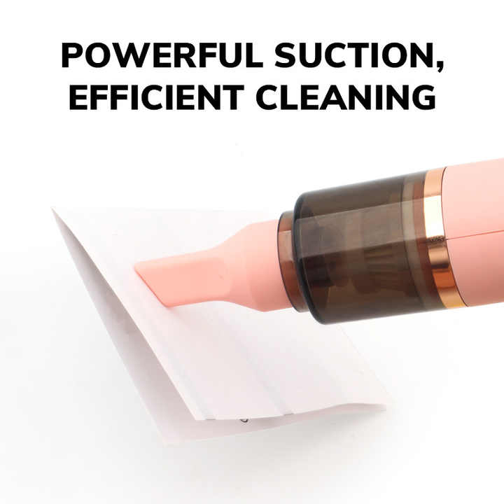 Pink Mini Portable Wireless Dust Vacuum Cleaner, Powerful and Long-Lasting Handheld Vacuum for Makeup Tables, Powder, and Dust