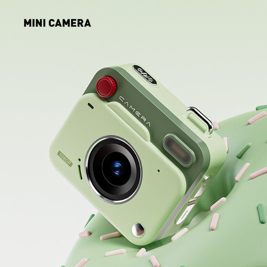 Green Retro Mini Digital Camera Keychain - 48MP Portable Pocket Camcorder with 1080p HD Video