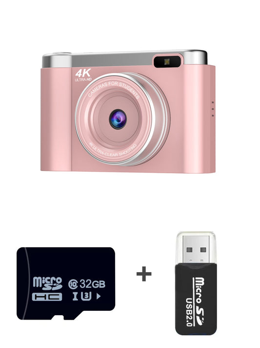 4K Ultra HD Digital Camera - 75MP, 2.8-inch Rotatable Screen, Auto Focus & Built-in Flash(pink)