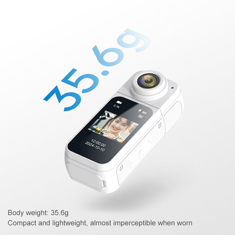 Thumb-Sized 2.7K Camera with 180 Rotatable Lens & Magnet Mount - Capture Your World Hands-Free(white+64G)