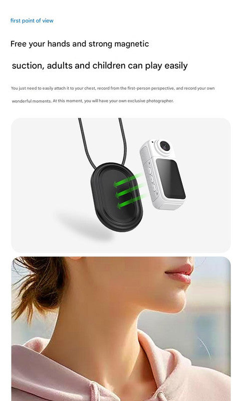 Thumb-Sized 2.7K Camera with 180 Rotatable Lens & Magnet Mount - Capture Your World Hands-Free(white+64G)