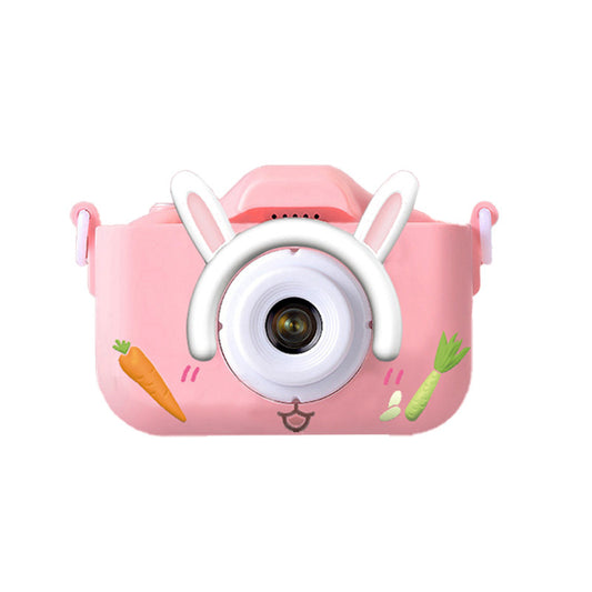 X2 Pink Single Lens Kids Carrot Bunny Digital Camera - Multi-Functions With 20MP Interpolation, Photo & Multiple Filters, 1080P Video and Game