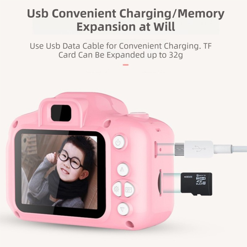 X2 Pink HD Dual Lens Kids Carrot Bunny Digital Camera - Multi-Functions With 20MP Interpolation, Photo & Multiple Filters, 1080P Video and Game